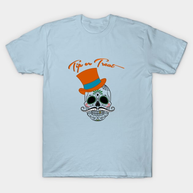 Tip or Treat Skull Design T-Shirt by FlyingWhale369